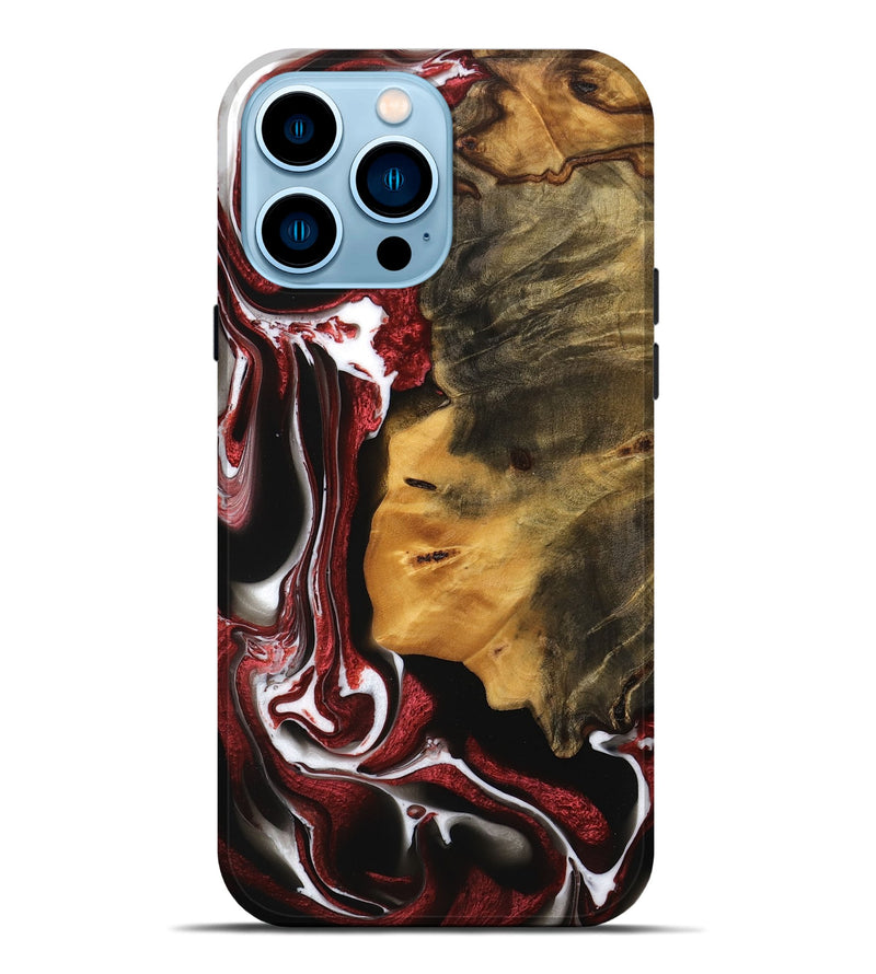 iPhone 14 Pro Max Wood Live Edge Phone Case - Elysia (Red, 745282)