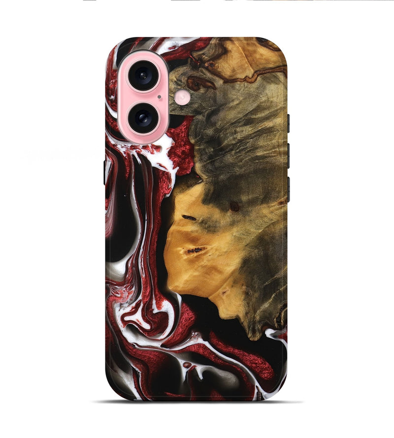 iPhone 16 Wood Live Edge Phone Case - Elysia (Red, 745282)