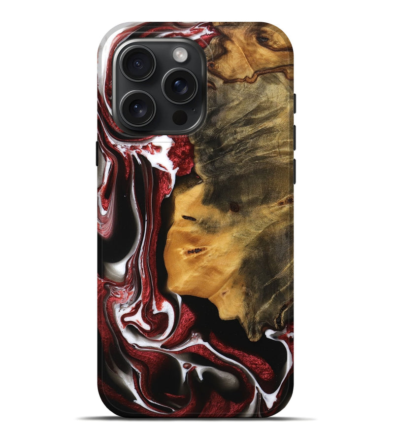 iPhone 16 Pro Max Wood Live Edge Phone Case - Elysia (Red, 745282)