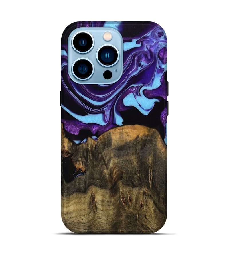 iPhone 14 Pro Wood Live Edge Phone Case - Altha (Purple, 745284)