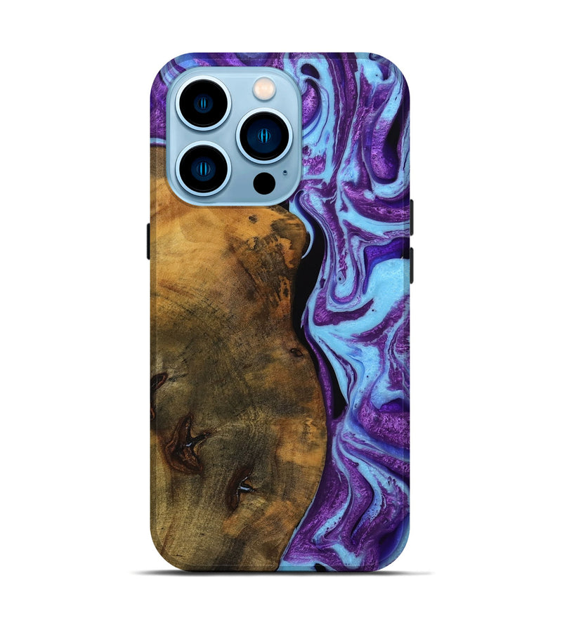 iPhone 14 Pro Wood Live Edge Phone Case - Audley (Purple, 745286)