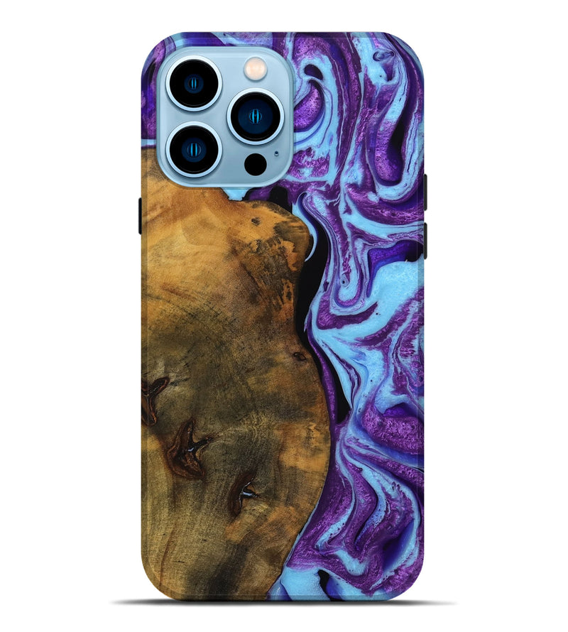 iPhone 14 Pro Max Wood Live Edge Phone Case - Audley (Purple, 745286)