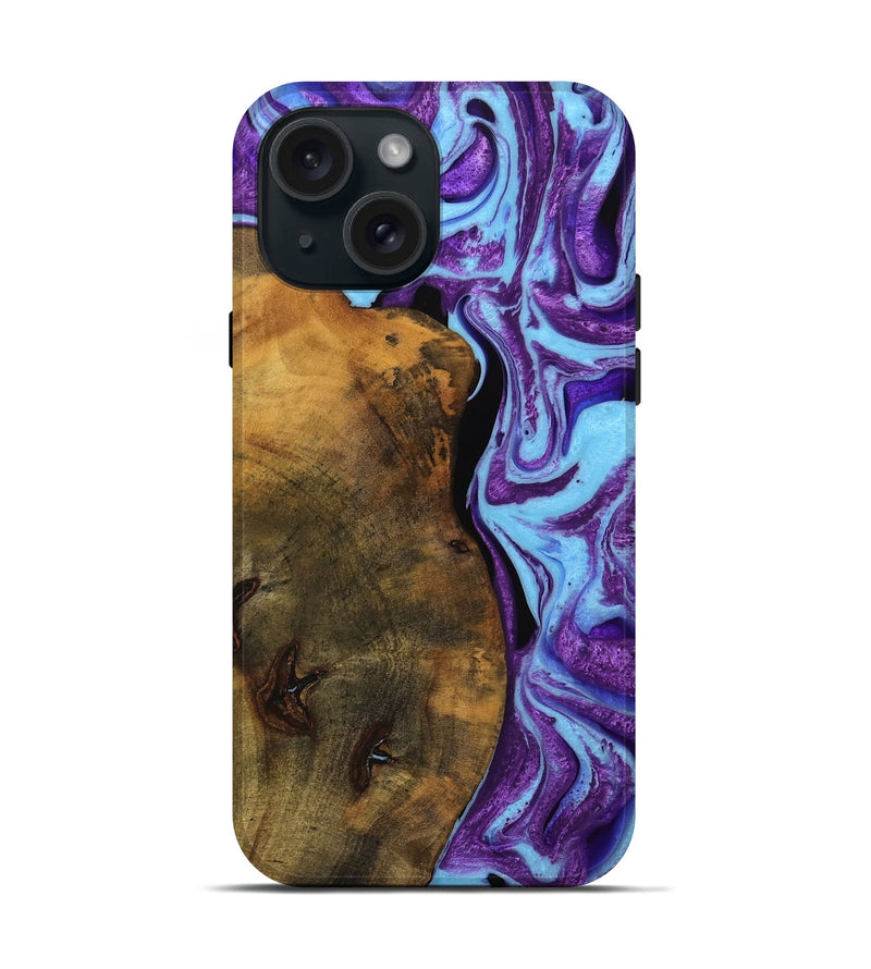 iPhone 15 Wood Live Edge Phone Case - Audley (Purple, 745286)