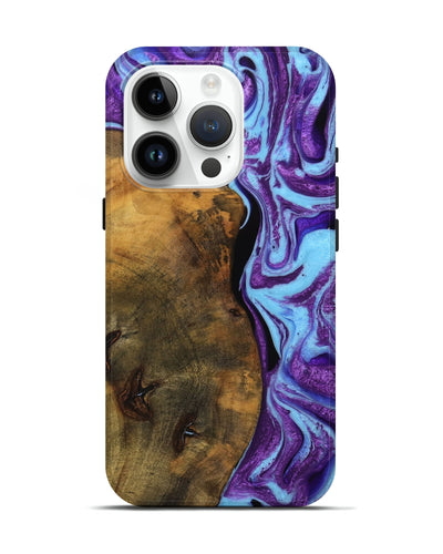 iPhone 15 Pro Wood Live Edge Phone Case - Audley (Purple, 745286)