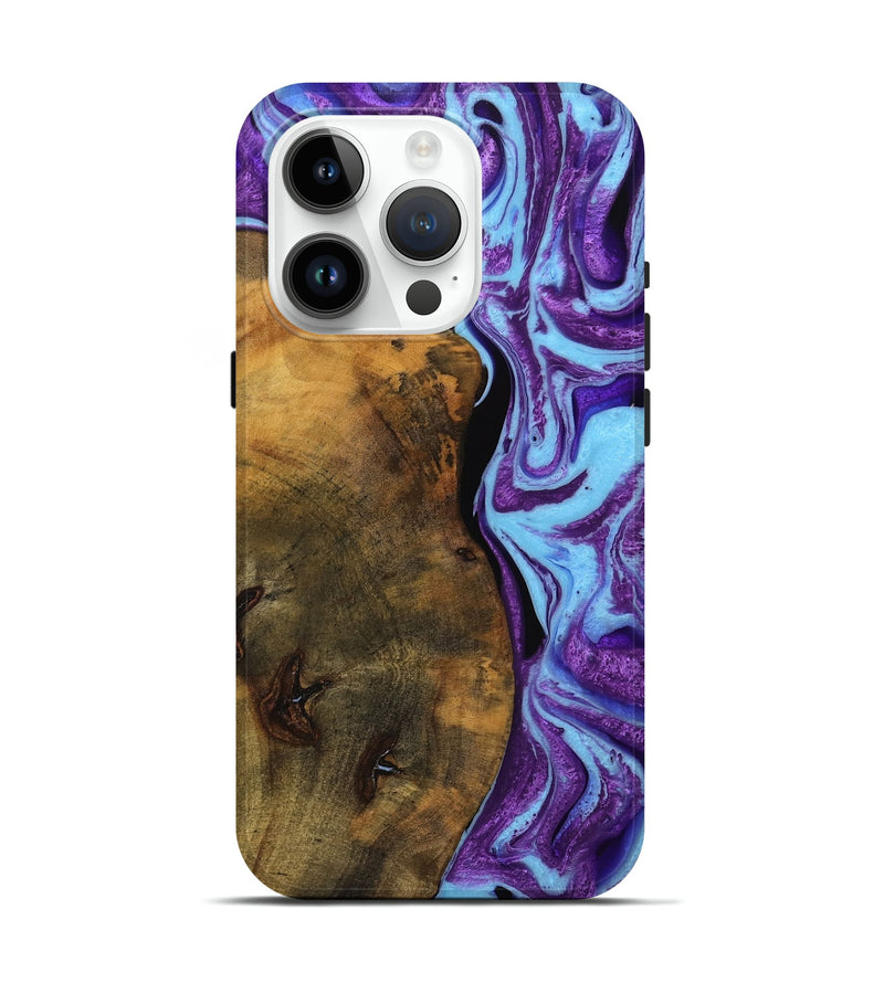 iPhone 15 Pro Wood Live Edge Phone Case - Audley (Purple, 745286)