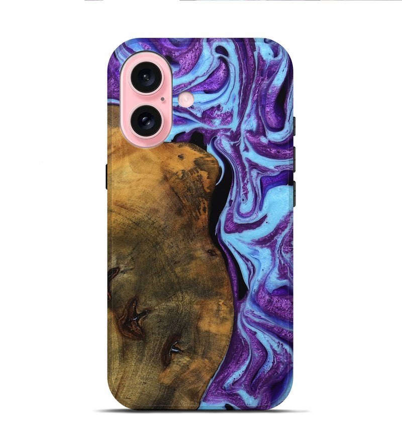 iPhone 16 Wood Live Edge Phone Case - Audley (Purple, 745286)