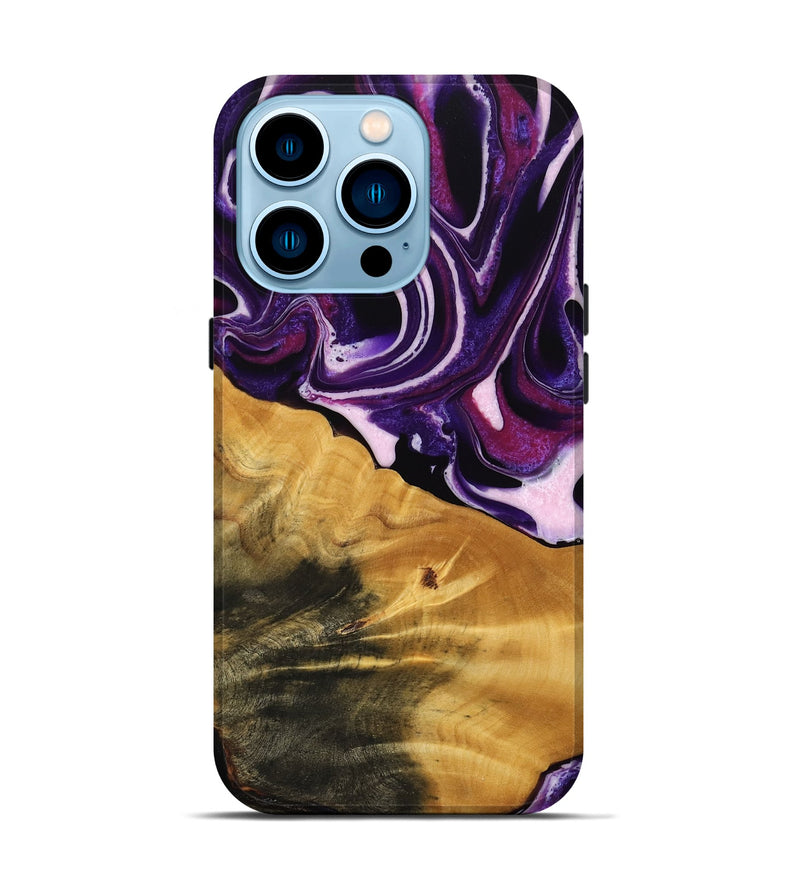 iPhone 14 Pro Wood Live Edge Phone Case - Anais (Purple, 745287)