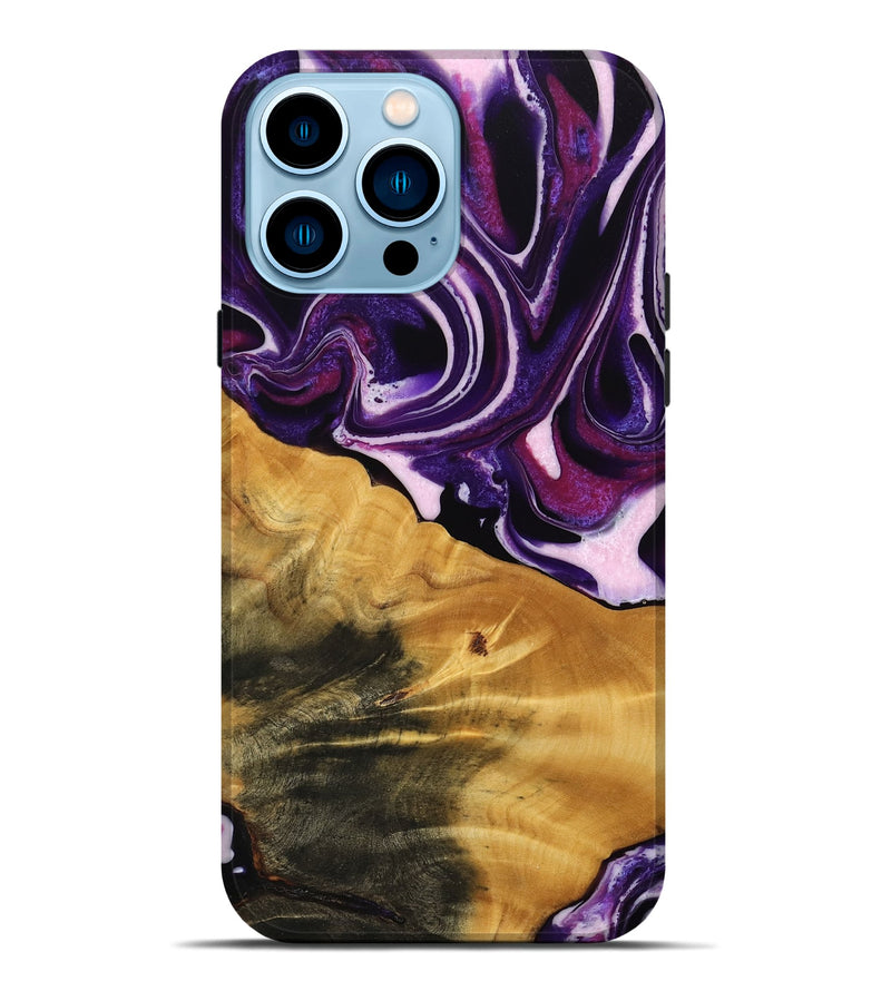 iPhone 14 Pro Max Wood Live Edge Phone Case - Anais (Purple, 745287)