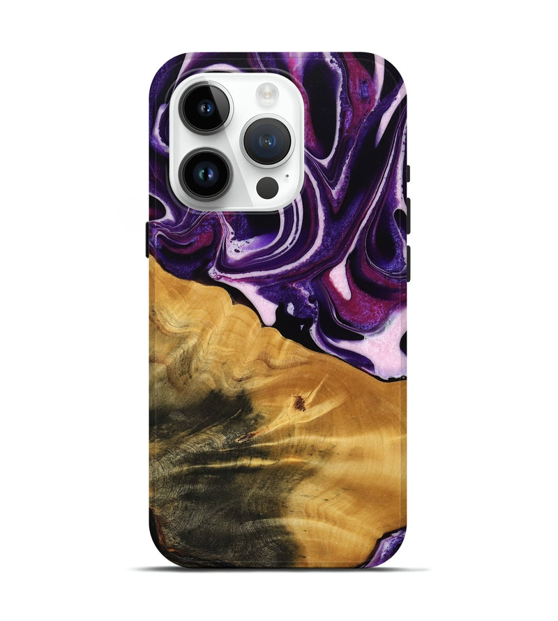 iPhone 15 Pro Wood Live Edge Phone Case - Anais (Purple, 745287)