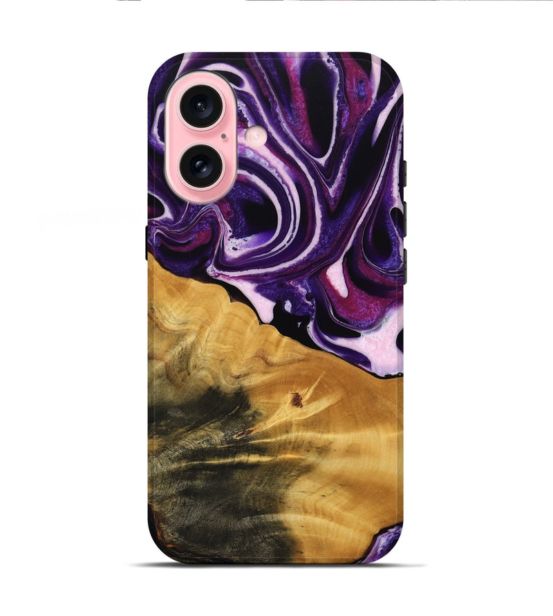 iPhone 16 Wood Live Edge Phone Case - Anais (Purple, 745287)