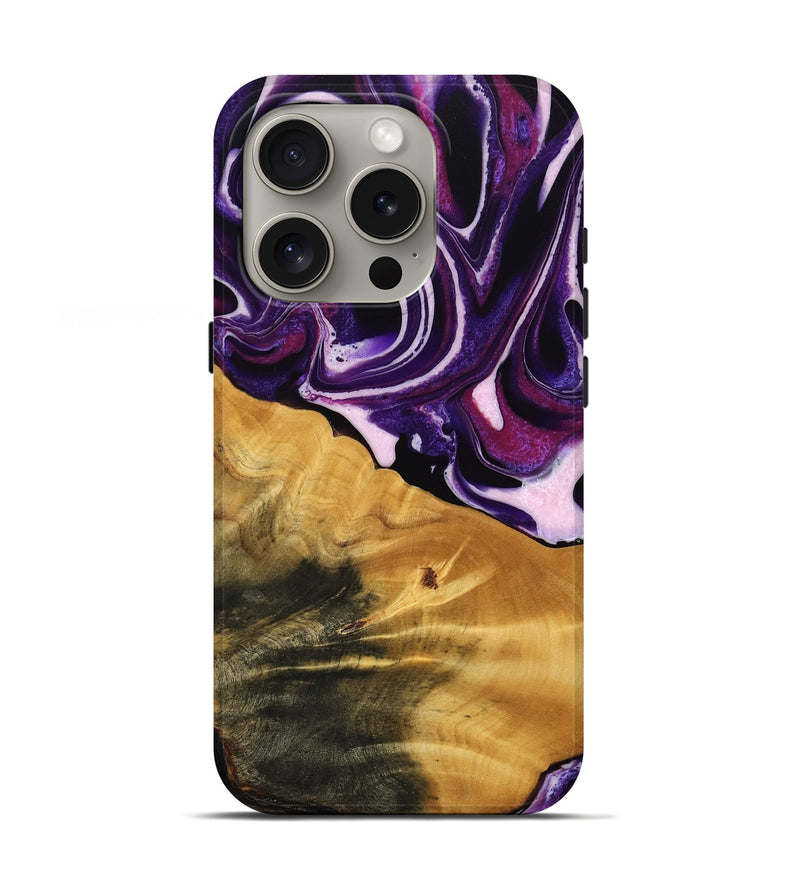 iPhone 16 Pro Wood Live Edge Phone Case - Anais (Purple, 745287)