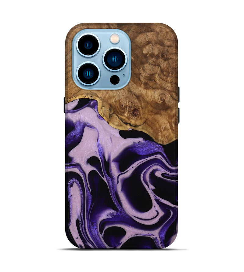 iPhone 14 Pro Wood Live Edge Phone Case - Beaulah (Purple, 745289)