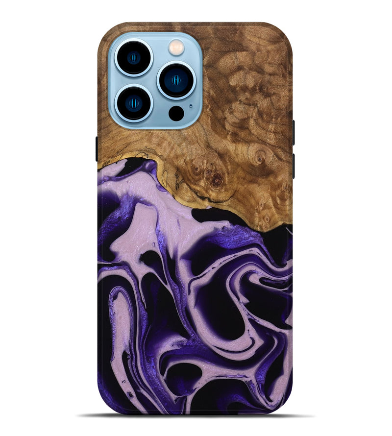 iPhone 14 Pro Max Wood Live Edge Phone Case - Beaulah (Purple, 745289)