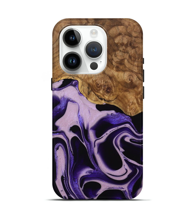 iPhone 15 Pro Wood Live Edge Phone Case - Beaulah (Purple, 745289)