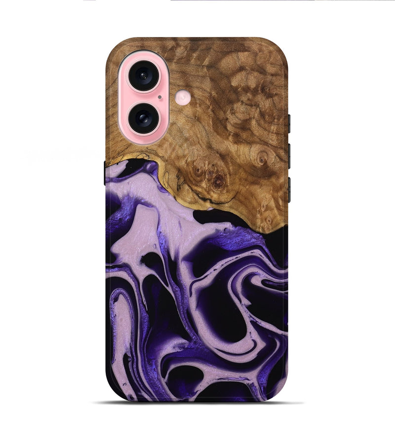 iPhone 16 Wood Live Edge Phone Case - Beaulah (Purple, 745289)