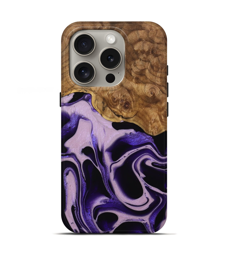 iPhone 16 Pro Wood Live Edge Phone Case - Beaulah (Purple, 745289)