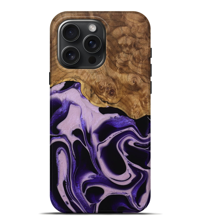 iPhone 16 Pro Max Wood Live Edge Phone Case - Beaulah (Purple, 745289)