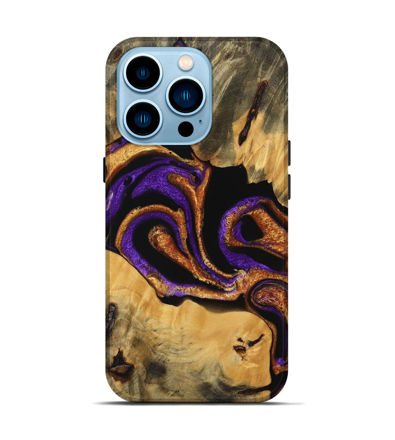 iPhone 14 Pro Wood Live Edge Phone Case - Texas (Purple, 745291)