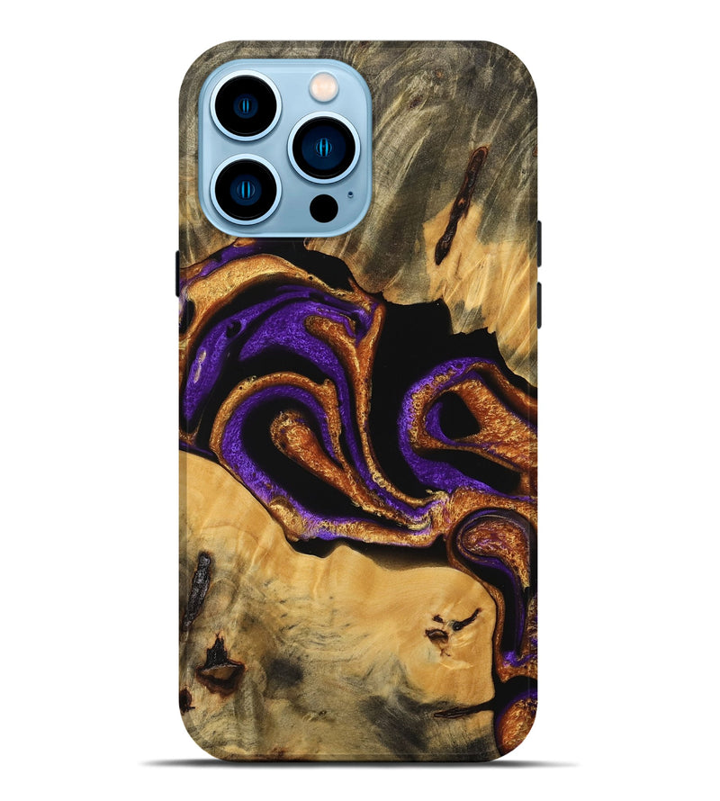 iPhone 14 Pro Max Wood Live Edge Phone Case - Texas (Purple, 745291)