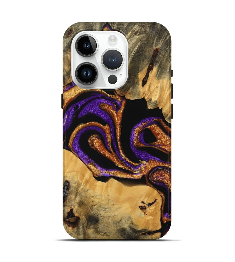 iPhone 15 Pro Wood Live Edge Phone Case - Texas (Purple, 745291)