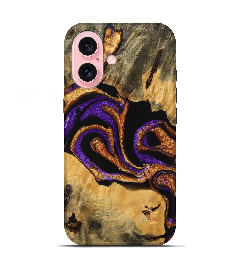 iPhone 16 Wood Live Edge Phone Case - Texas (Purple, 745291)