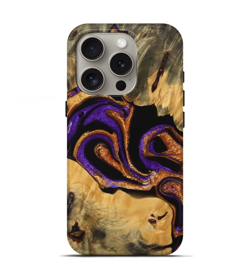 iPhone 16 Pro Wood Live Edge Phone Case - Texas (Purple, 745291)