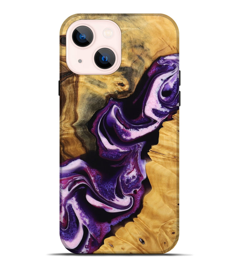 iPhone 14 Plus Wood Live Edge Phone Case - Toccara (Purple, 745292)