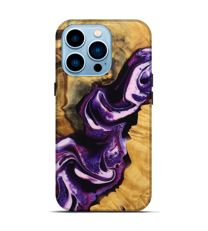 iPhone 14 Pro Wood Live Edge Phone Case - Toccara (Purple, 745292)