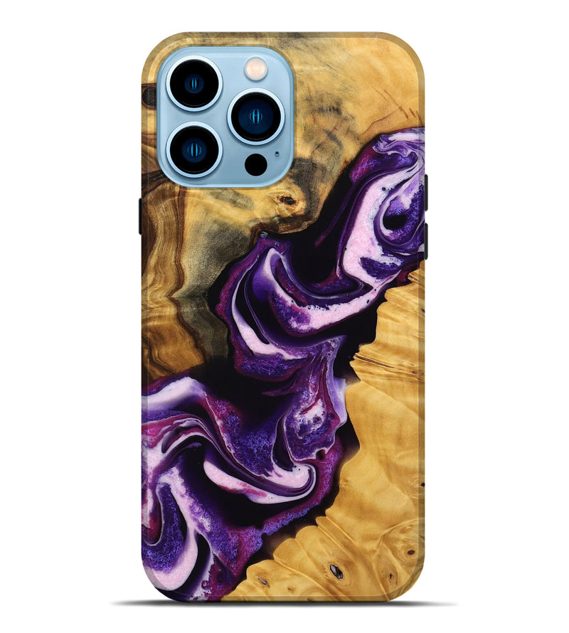 iPhone 14 Pro Max Wood Live Edge Phone Case - Toccara (Purple, 745292)