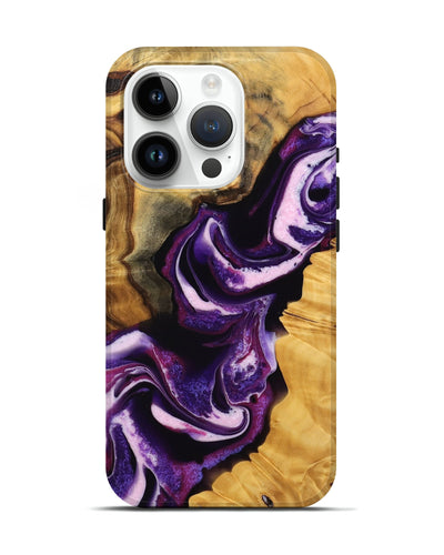 iPhone 15 Pro Wood Live Edge Phone Case - Toccara (Purple, 745292)