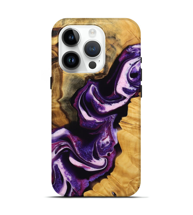 iPhone 15 Pro Wood Live Edge Phone Case - Toccara (Purple, 745292)