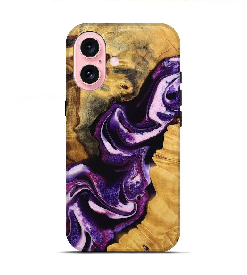 iPhone 16 Wood Live Edge Phone Case - Toccara (Purple, 745292)