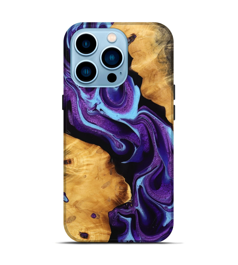 iPhone 14 Pro Wood Live Edge Phone Case - Bobby (Purple, 745293)