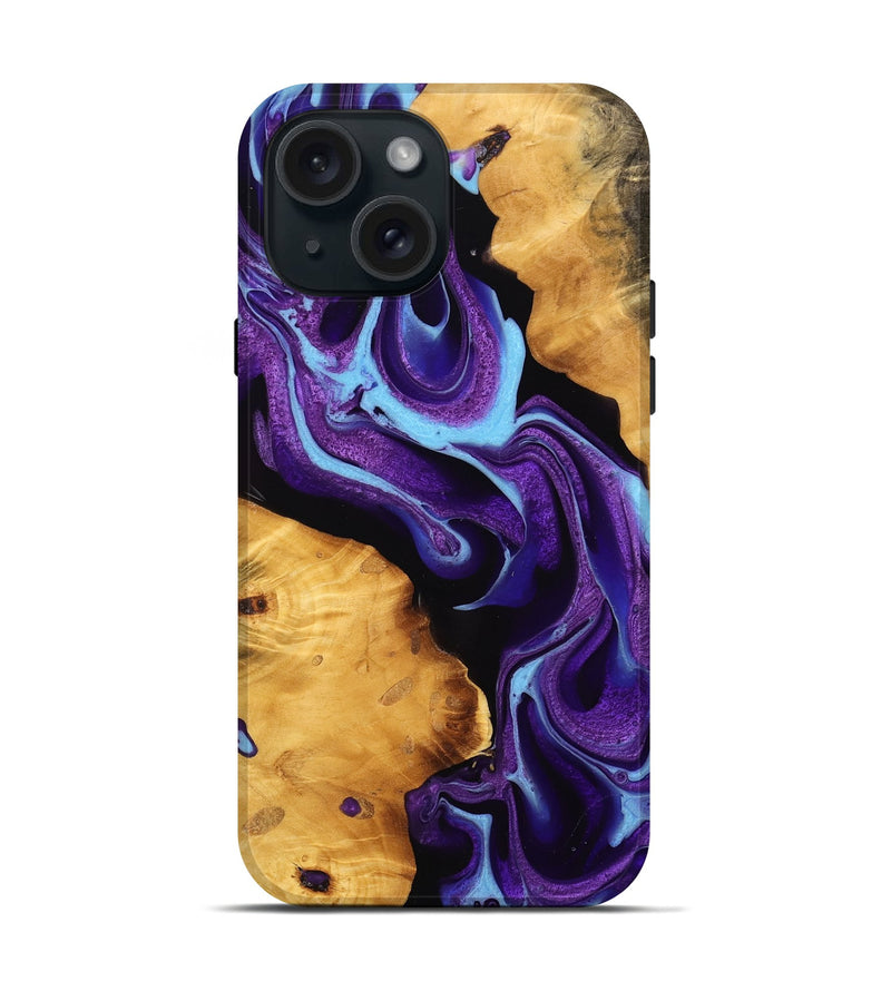 iPhone 15 Wood Live Edge Phone Case - Bobby (Purple, 745293)