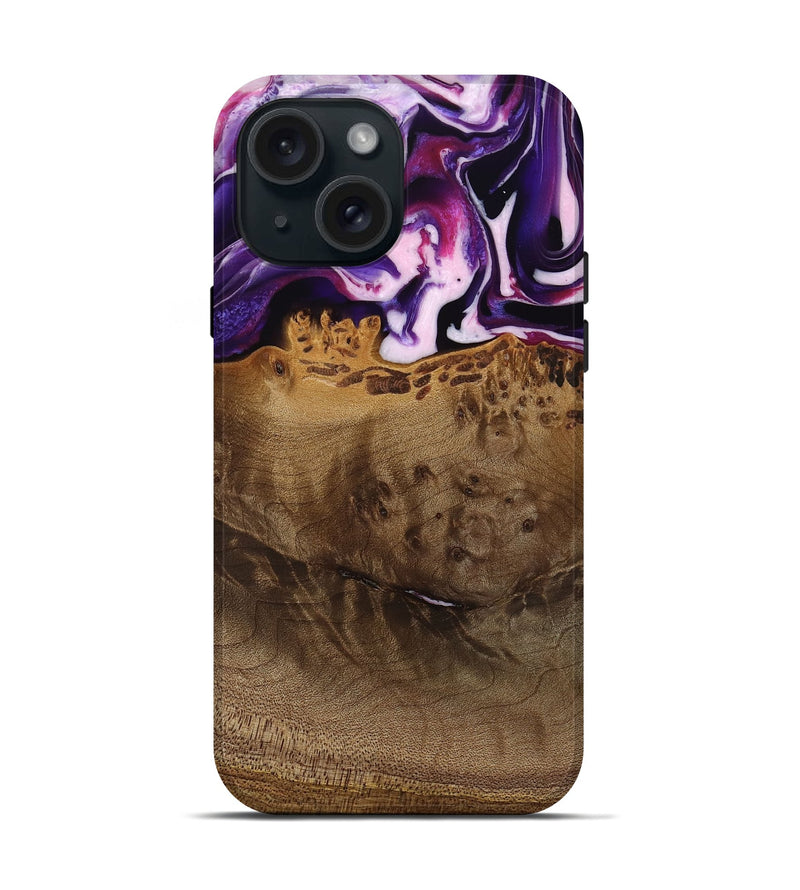 iPhone 15 Wood Live Edge Phone Case - Lyndell (Purple, 745294)