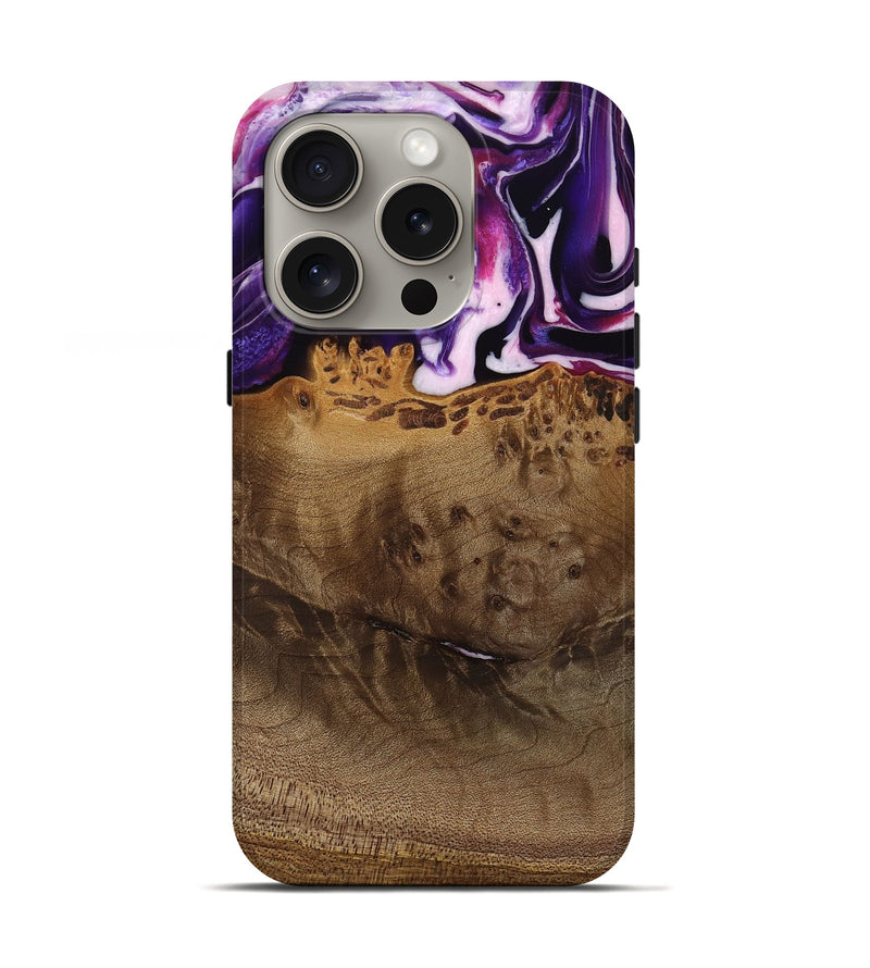 iPhone 16 Pro Wood Live Edge Phone Case - Lyndell (Purple, 745294)