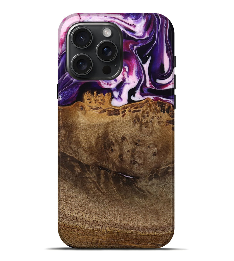 iPhone 16 Pro Max Wood Live Edge Phone Case - Lyndell (Purple, 745294)