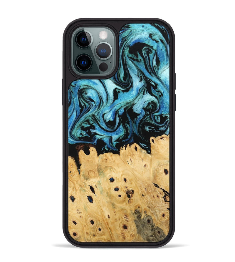 iPhone 12 Pro Max Wood Phone Case - Lynett (Blue, 745302)