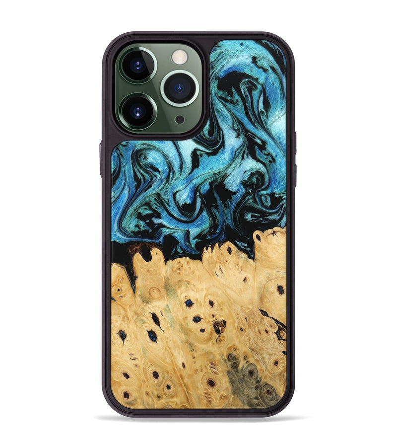 iPhone 13 Pro Max Wood Phone Case - Lynett (Blue, 745302)