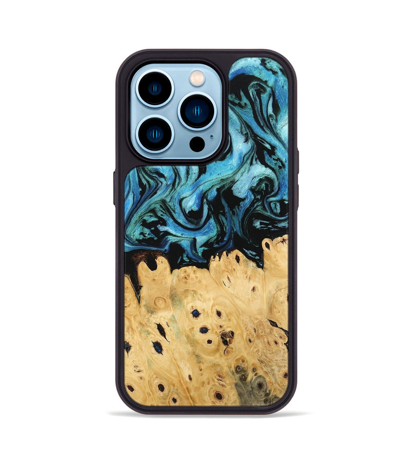 iPhone 14 Pro Wood Phone Case - Lynett (Blue, 745302)