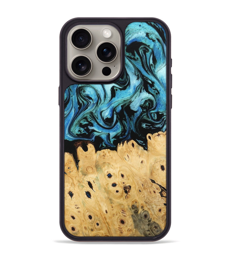 iPhone 15 Pro Max Wood Phone Case - Lynett (Blue, 745302)