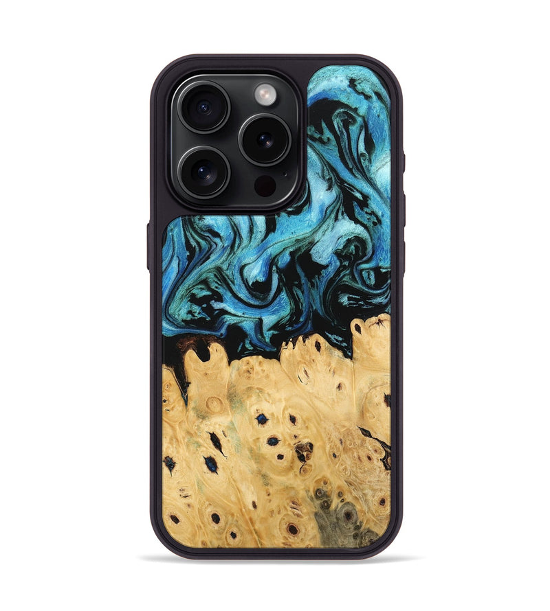 iPhone 15 Pro Wood Phone Case - Lynett (Blue, 745302)