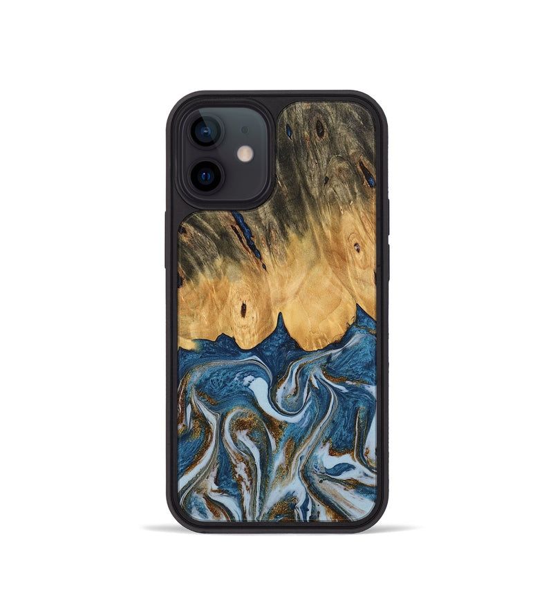 iPhone 12 mini Wood Phone Case - Gregory (Teal & Gold, 745303)