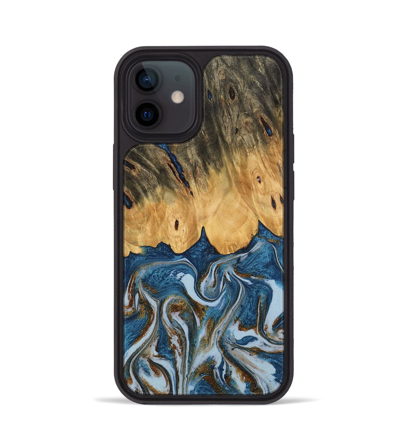 iPhone 12 Wood Phone Case - Gregory (Teal & Gold, 745303)