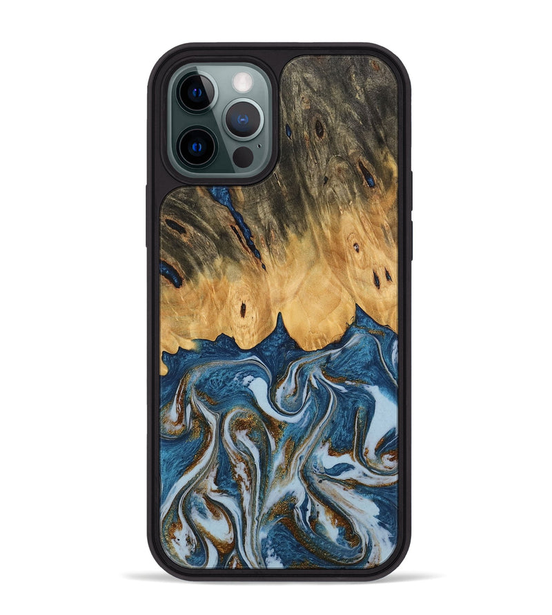 iPhone 12 Pro Max Wood Phone Case - Gregory (Teal & Gold, 745303)