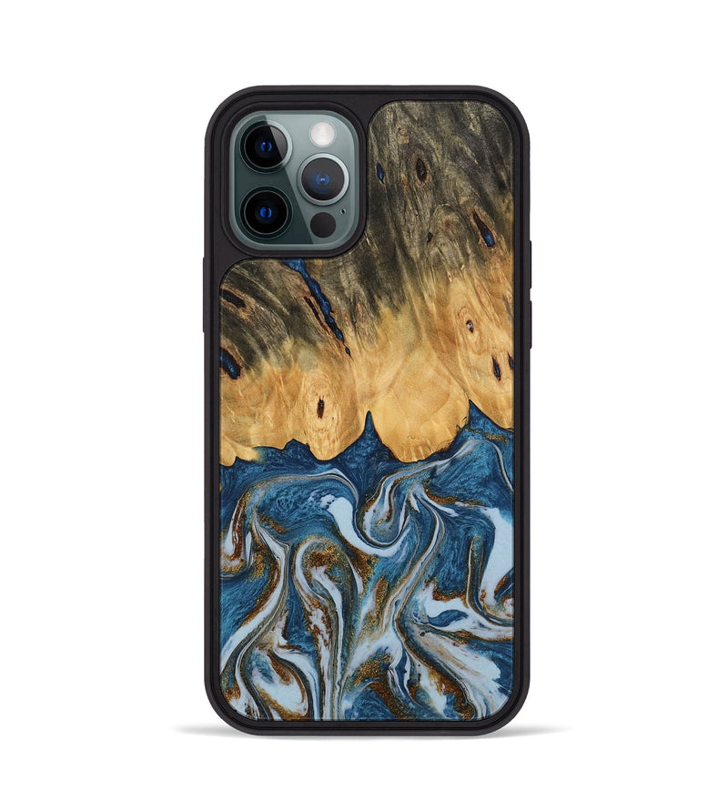 iPhone 12 Pro Wood Phone Case - Gregory (Teal & Gold, 745303)