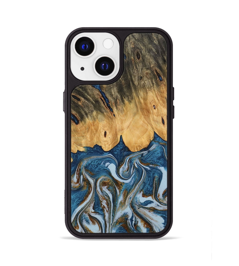 iPhone 13 Wood Phone Case - Gregory (Teal & Gold, 745303)