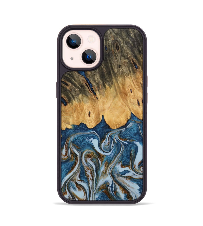 iPhone 14 Wood Phone Case - Gregory (Teal & Gold, 745303)