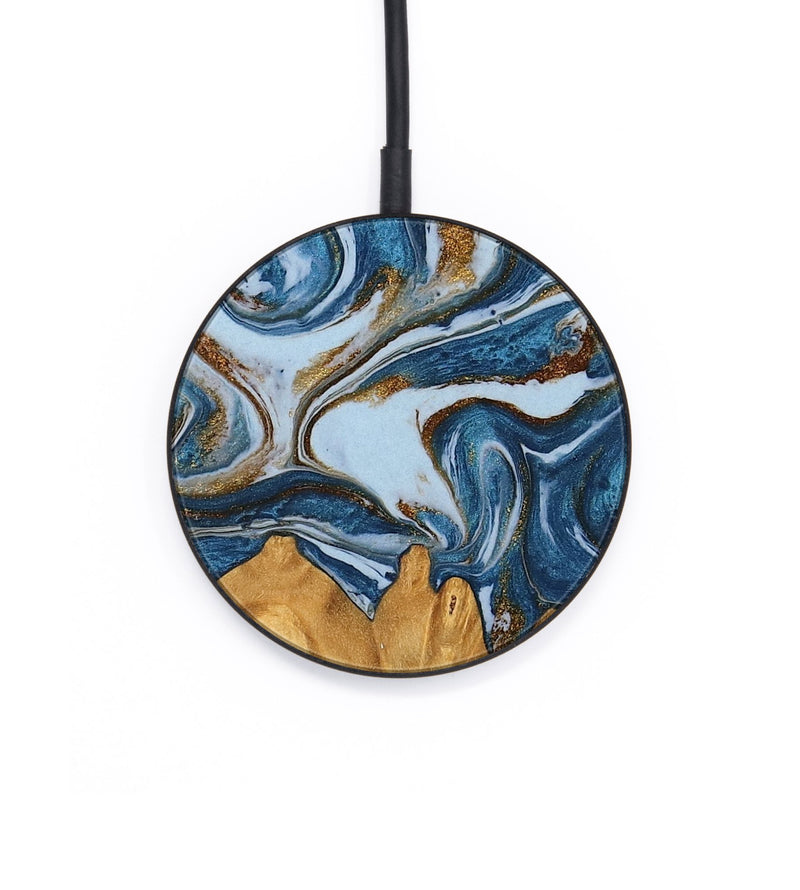 Circle Wood Wireless Charger - Lanny (Teal & Gold, 745309)