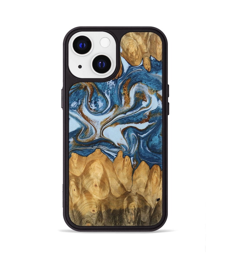 iPhone 13 Wood Phone Case - Lanny (Teal & Gold, 745309)